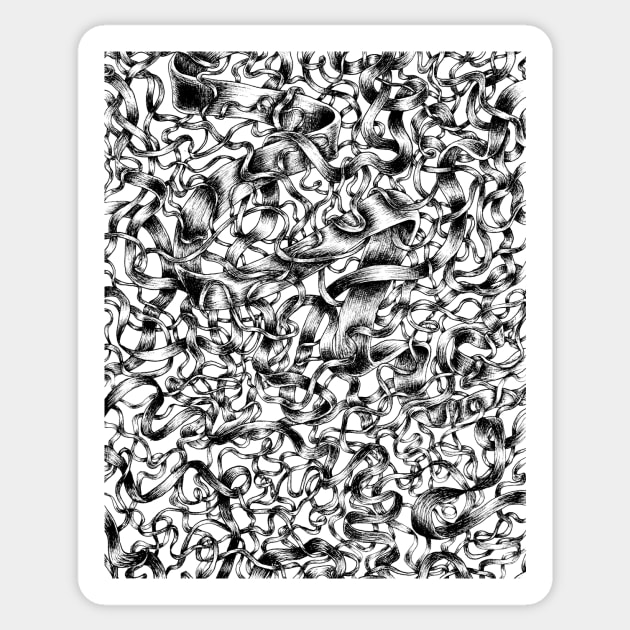 Black and White Ribbons Sticker by rebeccakennedy